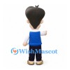 Boy Mascot Costume with Black Hair and Blue Sweater Vest