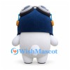 Cat Mascot Costume in White with Aviator Helmet and Goggles