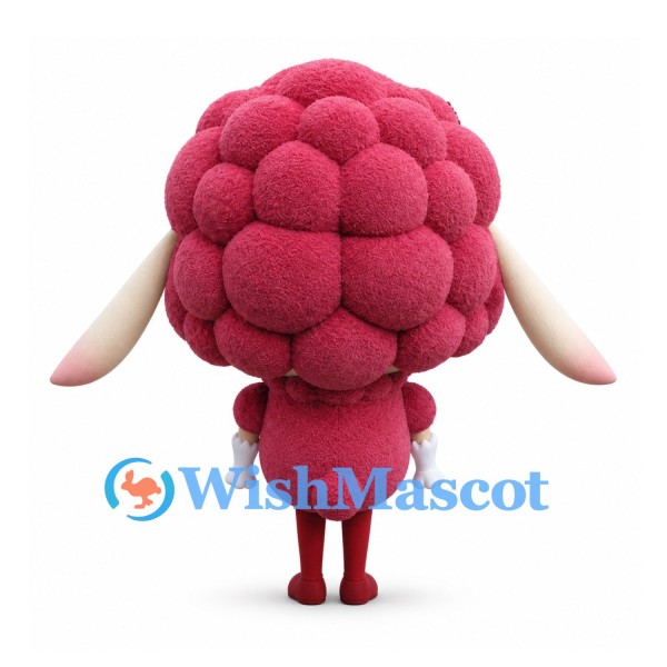 Sheep Mascot Costume in Burgundy with Curly Wool Head