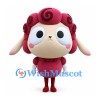 Sheep Mascot Costume in Burgundy with Curly Wool Head
