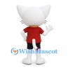 Cat Mascot Costume in White with Red Number 3 Shirt