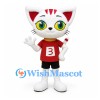 Cat Mascot Costume in White with Red Number 3 Shirt