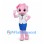 Cat Mascot Costume in Pink with White Blouse and Blue Skirt