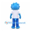 Dinosaur Mascot Costume in Blue with White Shirt and Red Tie