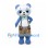 Panda Mascot Costume in Blue and White with Suspender Shorts
