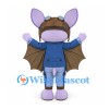 Bat Mascot Costume in Lavender with Blue Aviator Outfit