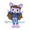 Bat Mascot Costume in Lavender with Blue Aviator Outfit