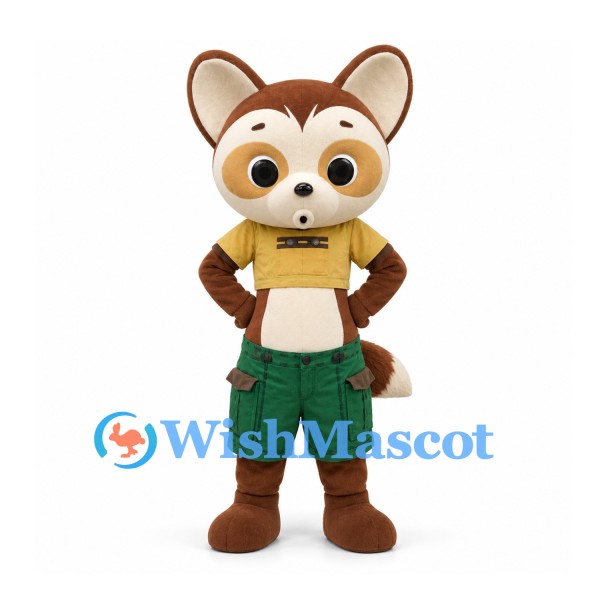 Fox Mascot Costume with Yellow Crop Top and Green Shorts