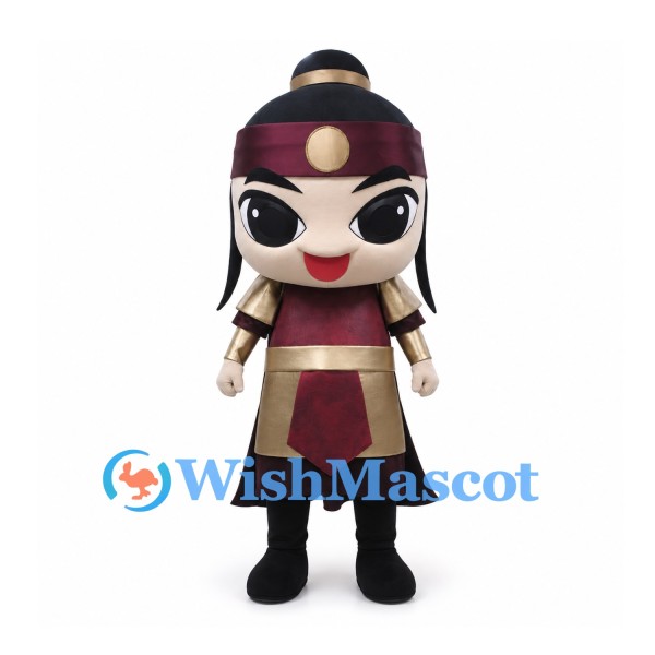 Warrior Girl Mascot Costume with Burgundy Headband and Tunic