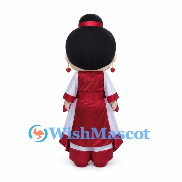 Princess Mascot Costume with Red and White Traditional Gown