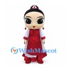 Princess Mascot Costume with Red and White Traditional Gown