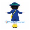 Boy Mascot Costume with Blue Hat, Coat and Yellow Shoulder Bag