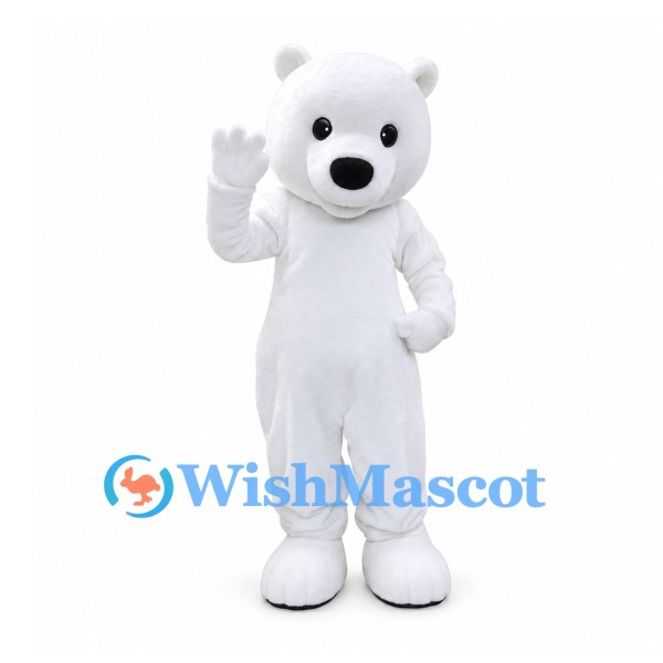 Polar Bear Mascot Costume in White with Black Nose