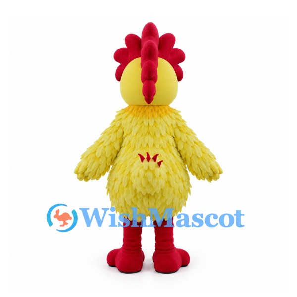 Rooster Mascot Costume in Yellow with Red Comb and Feet
