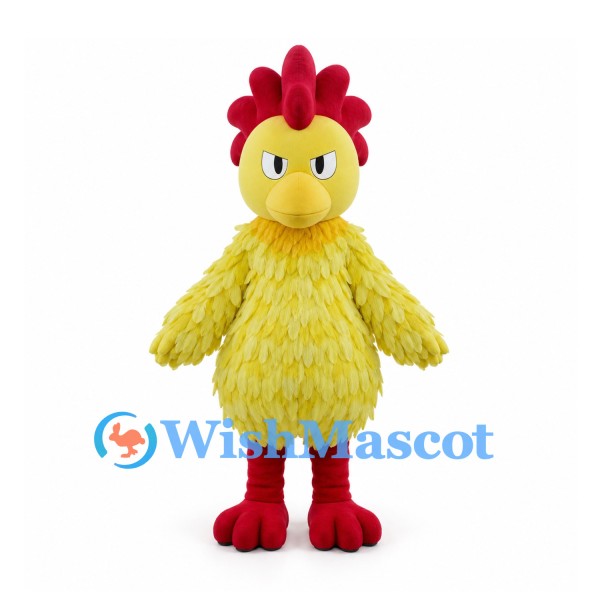 Rooster Mascot Costume in Yellow with Red Comb and Feet