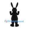 Rabbit Mascot Costume in Black with Patterned Face and Gray Belly