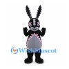 Rabbit Mascot Costume in Black with Patterned Face and Gray Belly