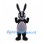 Rabbit Mascot Costume in Black with Patterned Face and Gray Belly
