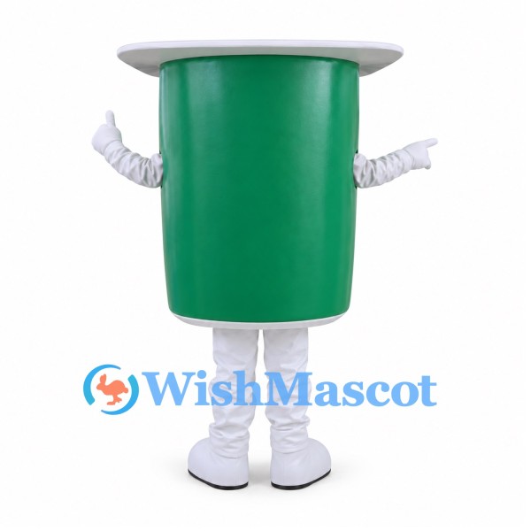Cup Mascot Costume in Green with Wide White Rim