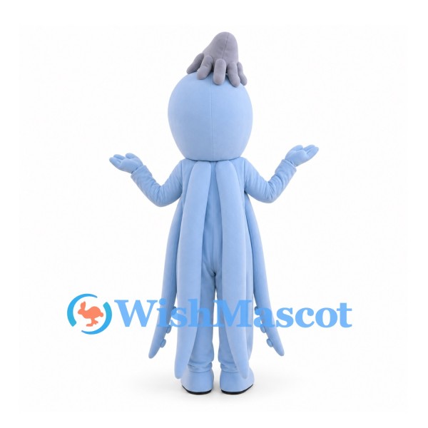 Squid Mascot Costume in Light Blue with Long Tentacles