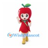 Apple Girl Mascot Costume with Red Dress and Yellow Boots