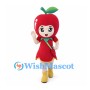Apple Girl Mascot Costume with Red Dress and Yellow Boots