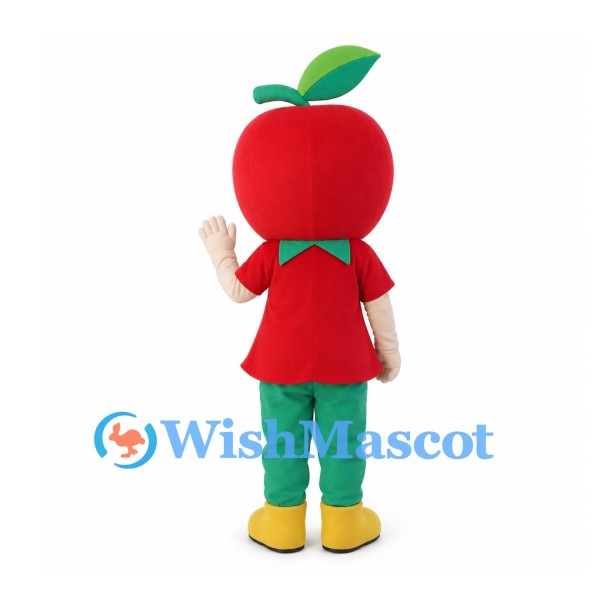 Apple Boy Mascot Costume with Red Shirt and Green Trousers