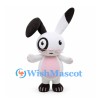 Rabbit Mascot Costume in White with Black-Tipped Ears and Pink Belly