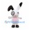 Rabbit Mascot Costume in White with Black-Tipped Ears and Pink Belly