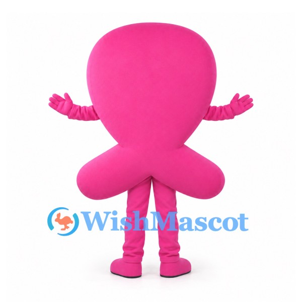 Pink Ribbon Mascot Costume with Smiling Face