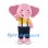 Elephant Mascot Costume in Pink with Yellow Shirt and Navy Overalls