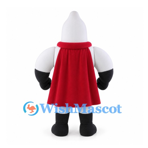 Superhero Mascot Costume with White Suit and Red Cape