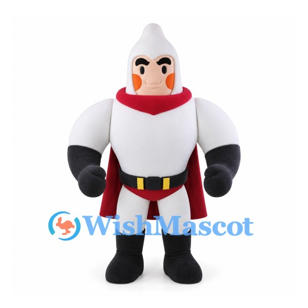 Superhero Mascot Costume with White Suit and Red Cape