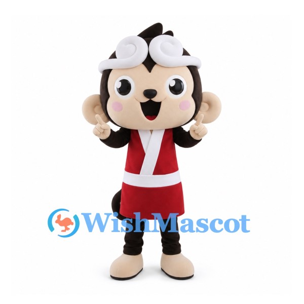 Monkey Mascot Costume with White Goggles and Red Robe
