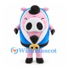 Pig Mascot Costume in Pink with Blue Vest and Black Bowler Hat