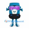 Can Mascot Costume in Blue with Pink Ski Goggles