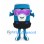 Can Mascot Costume in Blue with Pink Ski Goggles
