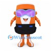Can Mascot Costume in Orange with Pink Ski Goggles