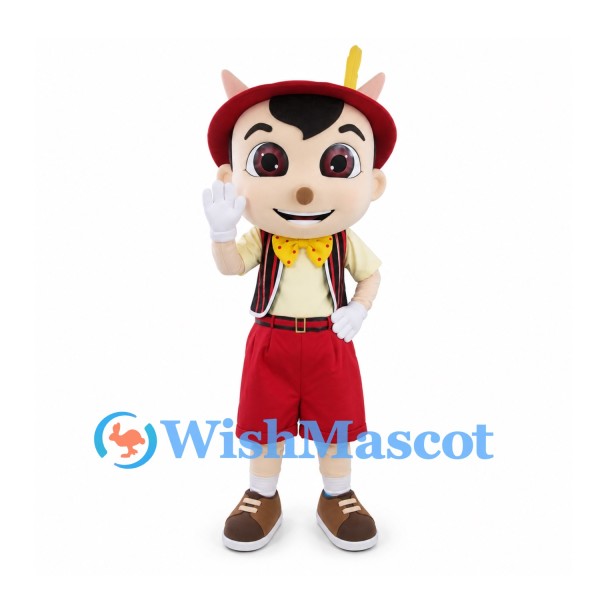 Boy Mascot Costume with Red Bowler Hat and Red Shorts