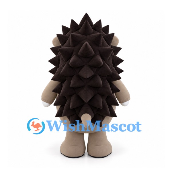 Hedgehog Mascot Costume with Large Brown Spines and Blue Eyes
