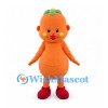 Orange Mascot Costume with Green Leaf Top and Red Shoes