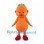 Orange Mascot Costume with Green Leaf Top and Red Shoes