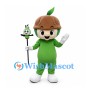 Acorn Mascot Costume in Green with Brown Cap and Leaf Sprout