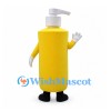 Soap Dispenser Mascot Costume in Yellow with Blue Bow Tie