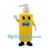 Soap Dispenser Mascot Costume in Yellow with Blue Bow Tie