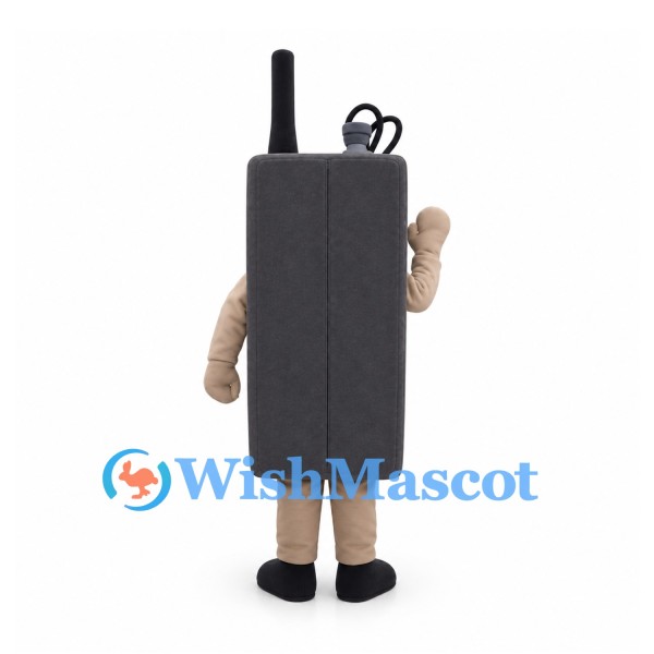 Walkie-Talkie Mascot Costume in Black with Orange Buttons