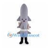 Rocket Mascot Costume in Gray with Side Fins