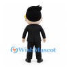 Man Mascot Costume with Black Suit and Red Waistband