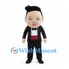 Man Mascot Costume with Black Suit and Red Waistband
