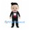 Man Mascot Costume with Black Suit and Red Waistband